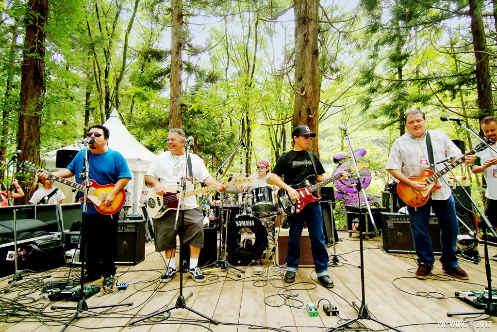 Los Lobos rocking out in the woods.